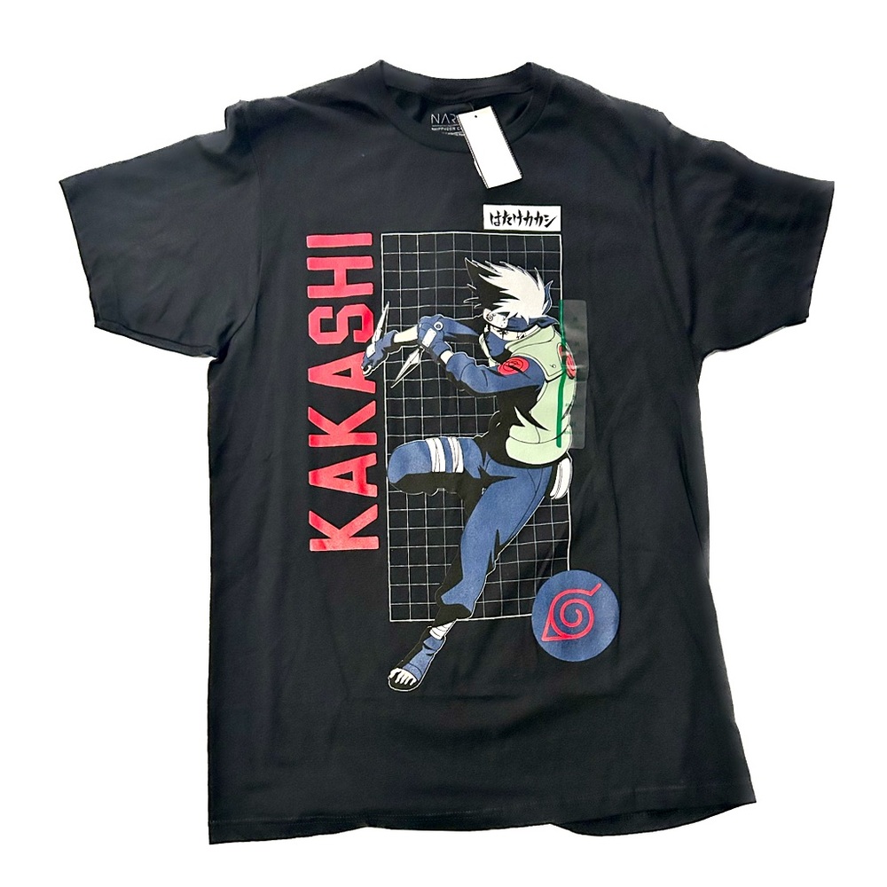 Naruto Shippuden Kakashi Black Graphic T-Shirt Men’s Medium